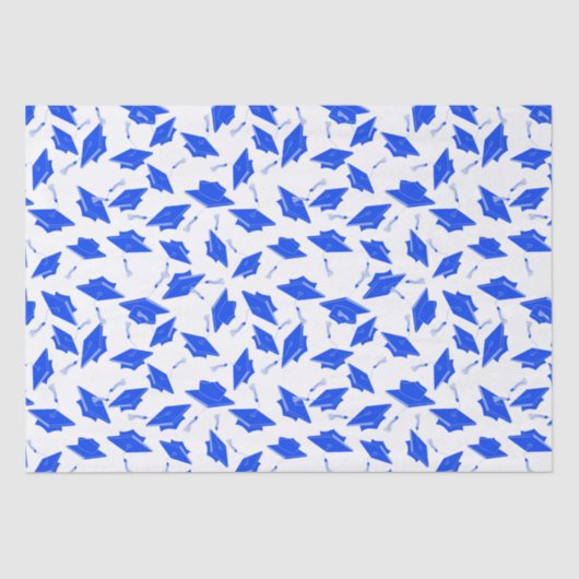 青と白の卒業キャップが空中に揺れ 薄葉紙 (正面)