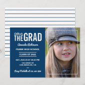 青と白の卒業パーティー招待状 招待状 (正面/裏面)