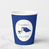 青と白の卒業パーティー紙杯 紙コップ (正面)