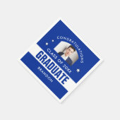 青と白の卒業写真のカスタム スタンダードカクテルナプキン (角)