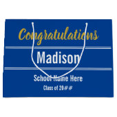 青と白の卒業祝い ラージペーパーバッグ (正面)