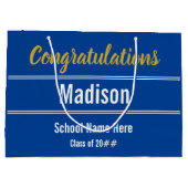 青と白の卒業祝い ラージペーパーバッグ (裏面)