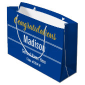 青と白の卒業祝い ラージペーパーバッグ (裏面アングル)