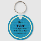 青と白の名前のアドレス電話番号キーチェーン キーホルダー (正面)