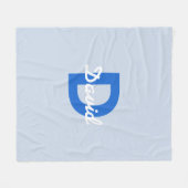 青と白の名前&モノグラム フリースブランケット (正面(横))