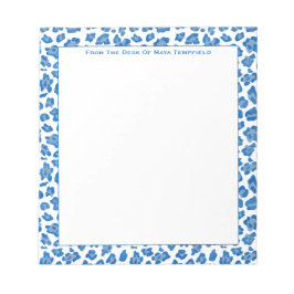 青と白の名門私立校風のアニマルプリント ノートパッド