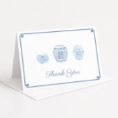 青と白の名門私立校風のジンジャーパーソナライズされた サンキューカード