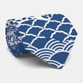 青と白の和柄模様 ネクタイ (ロール)