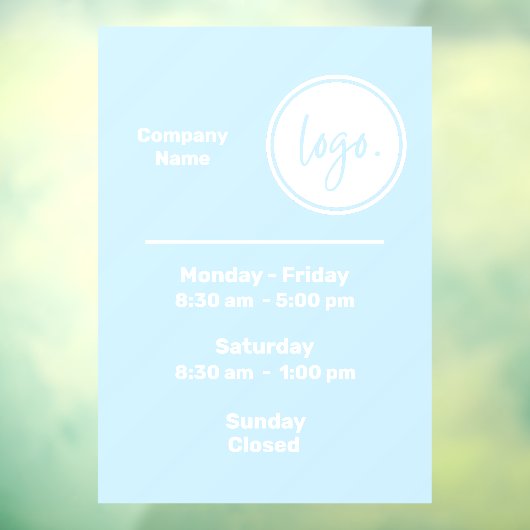 青と白の営業時間ロゴ ウィンドウサイン (シート3)