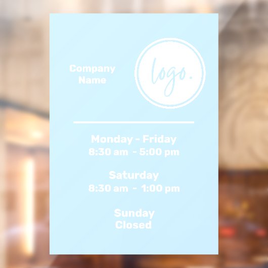 青と白の営業時間ロゴ ウィンドウサイン (シート2)