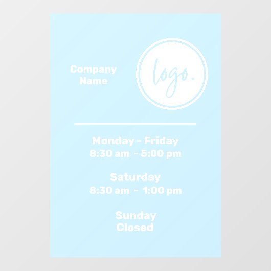 青と白の営業時間　時間　ビジネス　ロゴ ウィンドウサイン (シート)