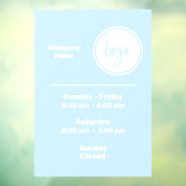 青と白の営業時間　時間　ビジネス　ロゴ ウィンドウサイン (シート3)