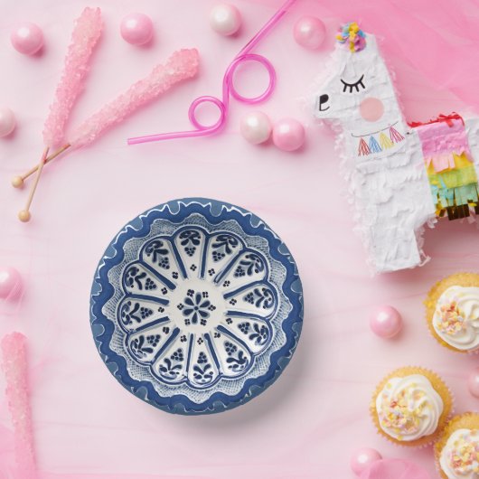 青と白の地中海のフローラフェイク中国 ペーパーボウル (パーティー)