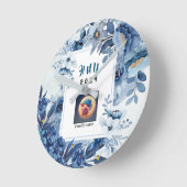 青と白の壁時計 ラウンド壁時計 (傾斜)