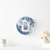 青と白の壁時計 ラウンド壁時計 (ホーム)