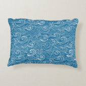 青と白の夏の海波 アクセントクッション (裏面)