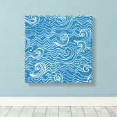青と白の夏の海波 キャンバスプリント (インサイチュ (ウッドフロア))