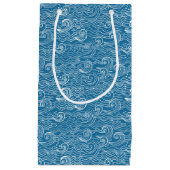 青と白の夏の海波 スモールペーパーバッグ (正面)