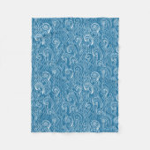 青と白の夏の海波 フリースブランケット (正面)