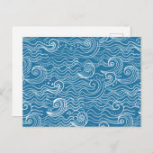 青と白の夏の海波 案内ポストカード (正面/裏面)