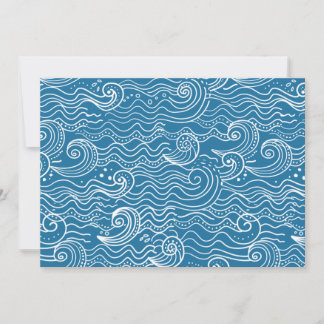 青と白の夏の海波 案内状