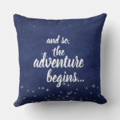 青と白の夜空と冒険が始まる クッション (裏面)