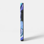 青と白の大理石の抽象的な流体アート iPhoneケース (左側面)