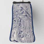 青と白の大理石の旋回 ゴルフヘッドカバー (回転90)