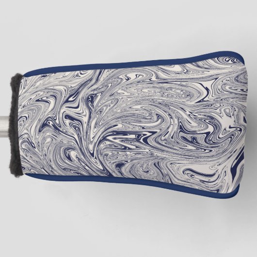 青と白の大理石の旋回 ゴルフヘッドカバー (正面)