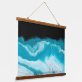 青と白の大理石の波 吊り下げ型タペストリー (傾斜あり)