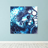 青と白の大理石の流体アート キャンバスプリント (インサイチュ (ウッドフロア))