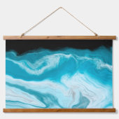 青と白の大理石の渦巻きと泡 吊り下げ型タペストリー (正面)