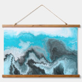 青と白の大理石の渦巻きと泡 吊り下げ型タペストリー (正面3)