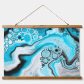 青と白の大理石の渦巻きと泡 吊り下げ型タペストリー (正面2)