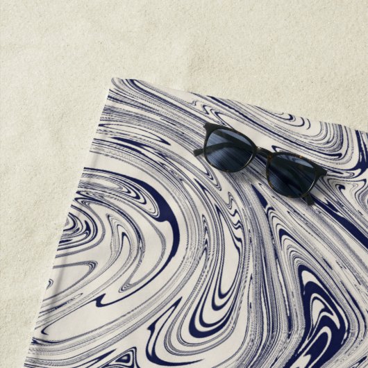 青と白の大理石の渦巻きヨガマット ビーチタオル (インサイチュ)