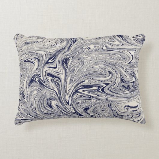 青と白の大理石の渦 アクセントクッション (正面)