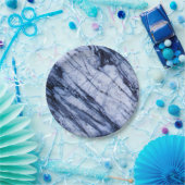 青と白の大理石の石のロックスワールシモダンック ペーパープレート (パーティー)