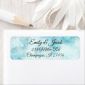 青と白の大理石スクリプト差出人住所ラベル ラベル (インサイチュ)