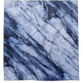 青と白の大理石スワールシモダンック シャワーカーテン (正面)