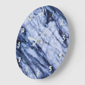 青と白の大理石スワールシモダンック ラージ壁時計 (傾斜)