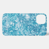 青と白の大理石テクスチャモノグラム iPhoneケース (裏面横)