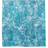 青と白の大理石テクスチャ シャワーカーテン (正面)