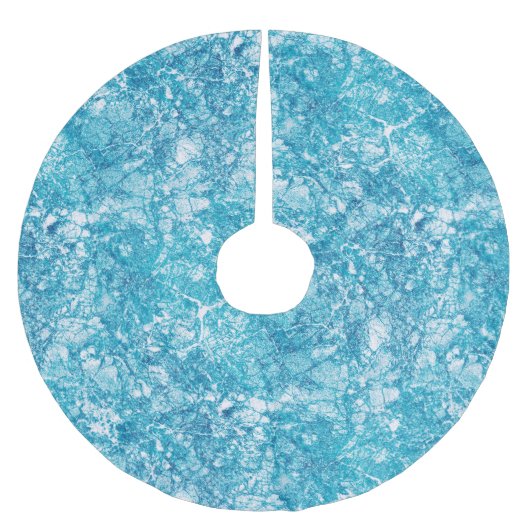 青と白の大理石テクスチャ ブラッシュドポリエステルツリースカート (正面)