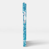 青と白の大理石テクスチャ iPhoneケース (左側面)