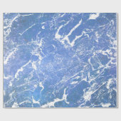 青と白の大理石抽象デザイン ラッピングペーパー (フラット)