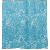 青と白の大理石抽象芸術 シャワーカーテン (正面)