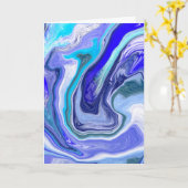 青と白の大理石誕生日 カード (黄色い花)