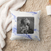 青と白の大理石 クッション (ブランケット)