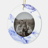 青と白の大理石 セラミックオーナメント (左)