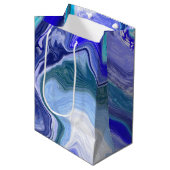 青と白の大理石 ミディアムペーパーバッグ (正面アングル)